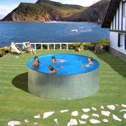 Сборный бассейн GRE Tenerife круглый, ? 450 x 90 см, 12,71 м3, с фильтром и лестницей, цвет оцинкованный серый - фото 93629